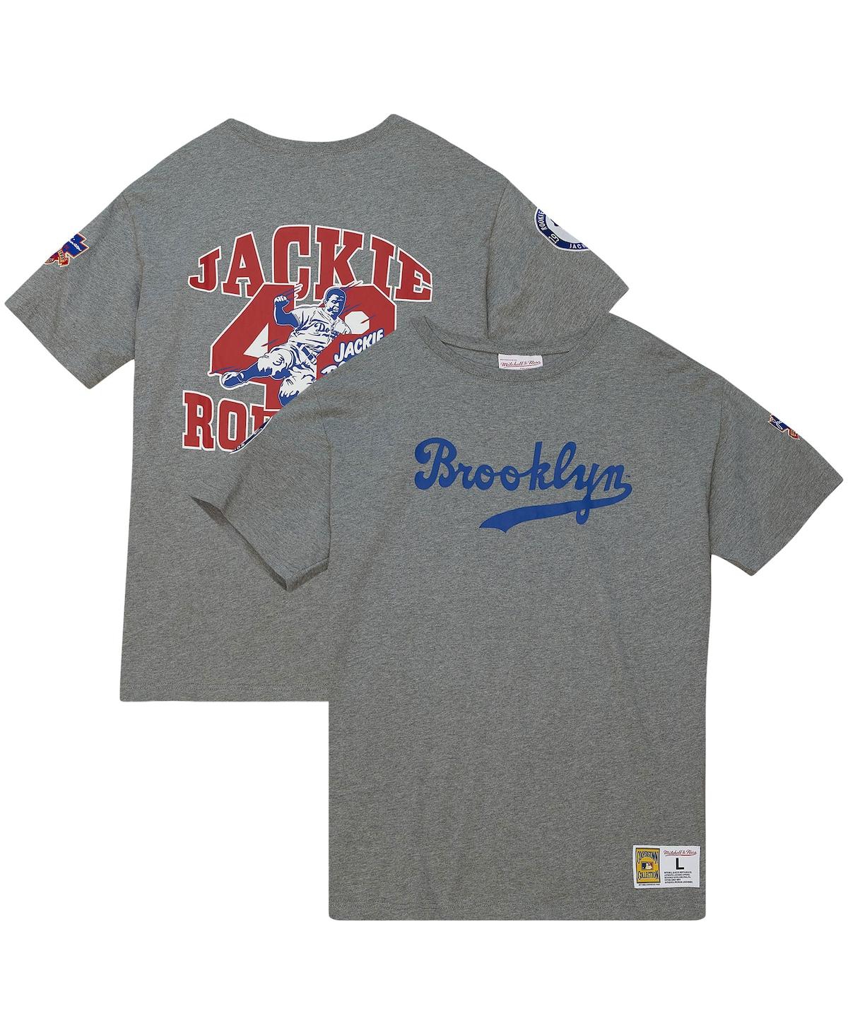 Mitchell & Ness Men's  Jackie Robinson Gray Brooklyn Dodgers Cooperstown Collection Legends T-shirt In Gray