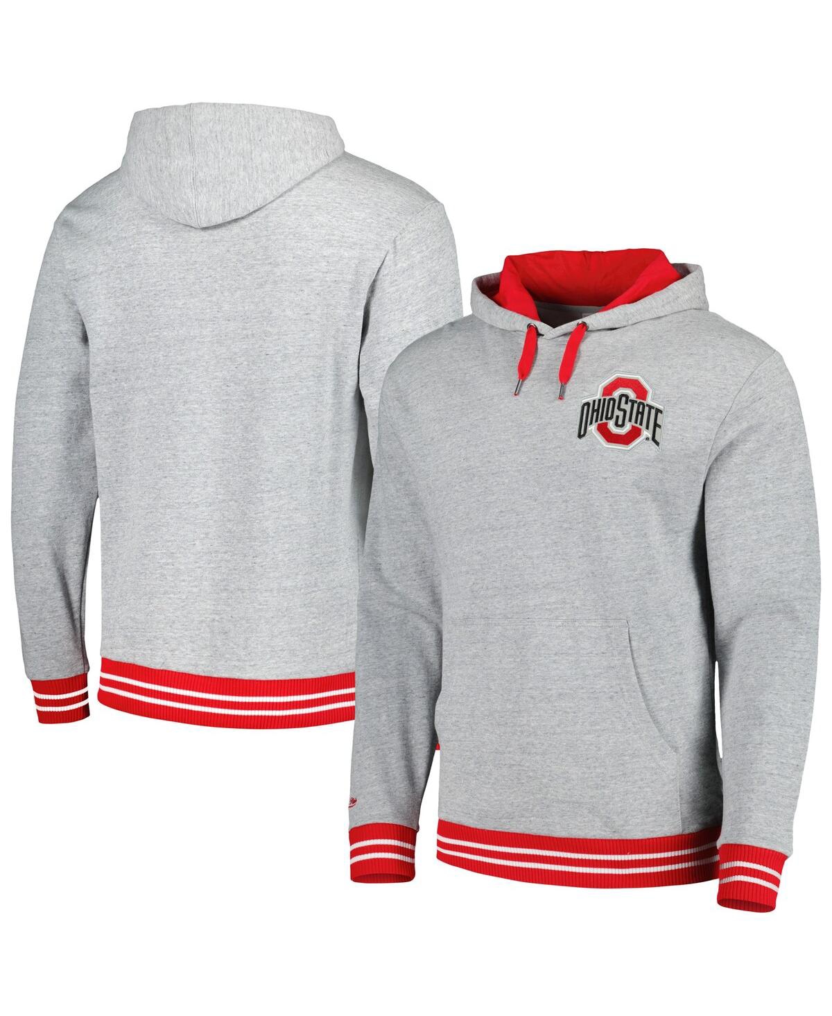 Mitchell & Ness Men's  Heather Gray Ohio State Buckeyes Pullover Hoodie In Heather Gray