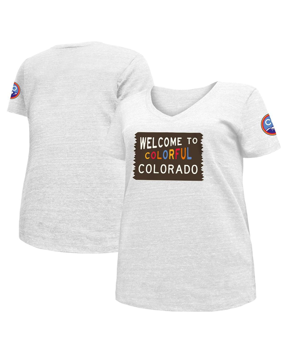 Women's New Era White Colorado Rockies City Connect Plus Size V-Neck T-Shirt