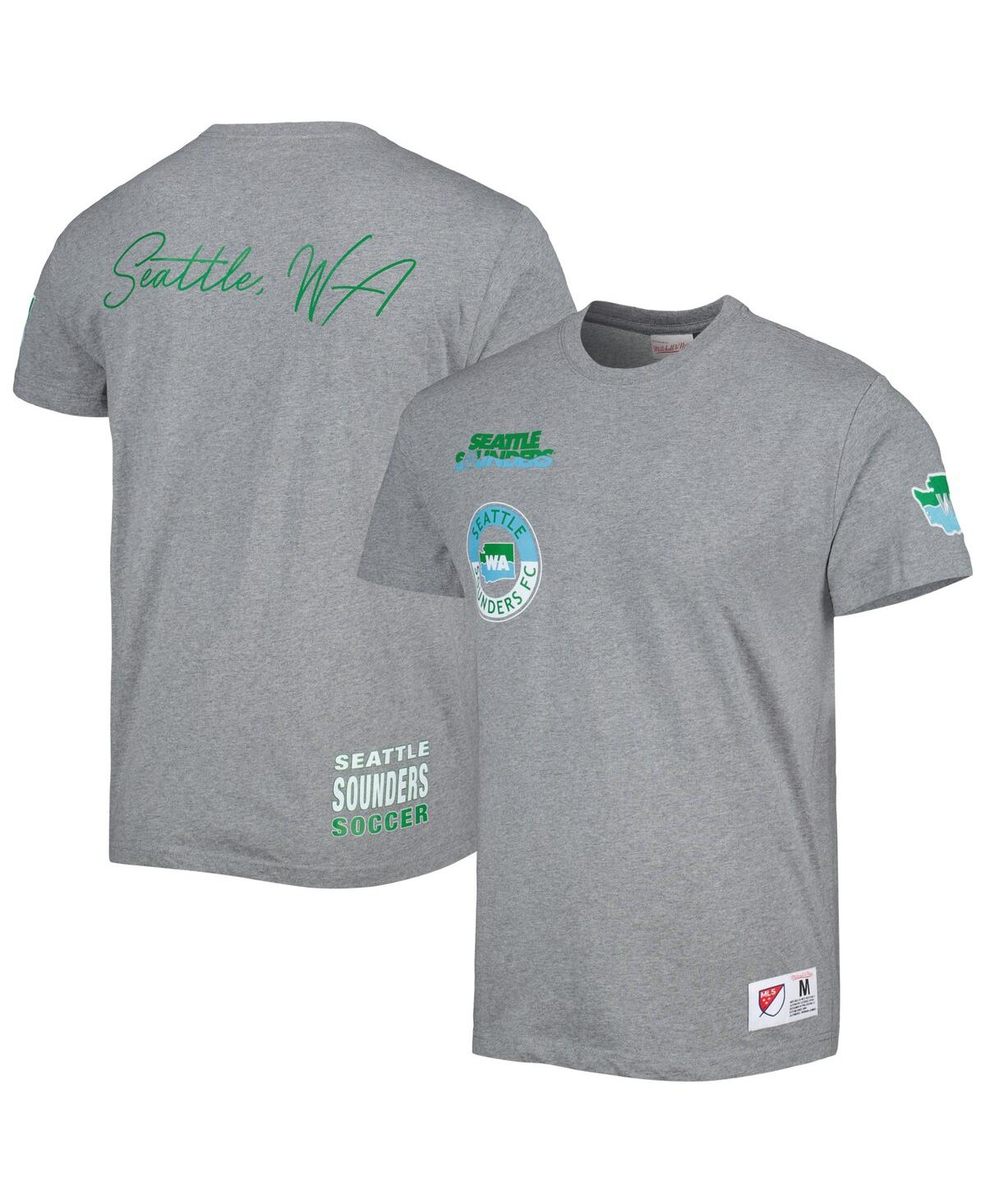 Shop Mitchell & Ness Men's  Gray Seattle Sounders Fc City T-shirt