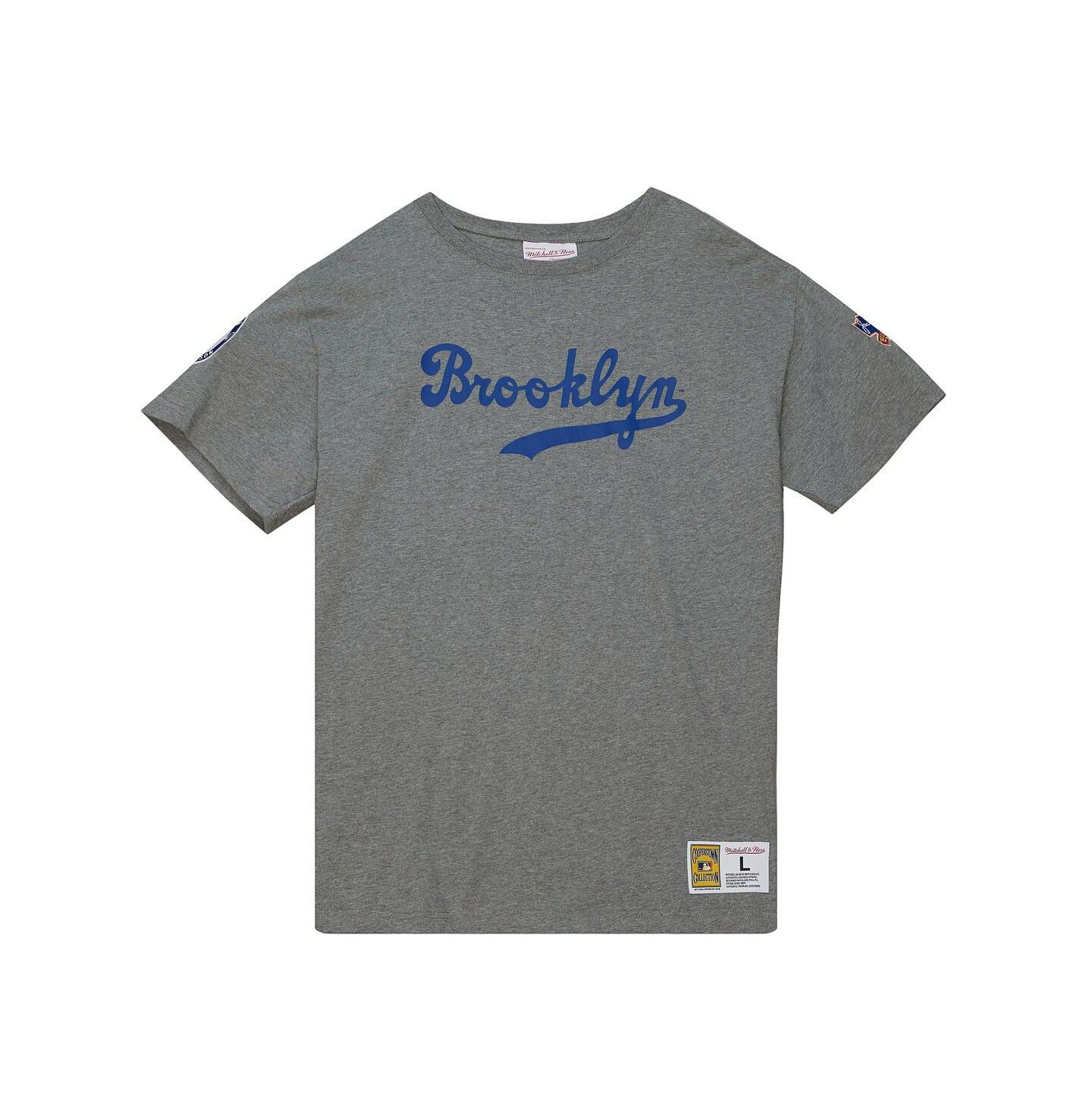 Мужская футболка Mitchell & Ness Jackie Robinson Gray Brooklyn Dodgers Cooperstown Collection Legends — фото 3