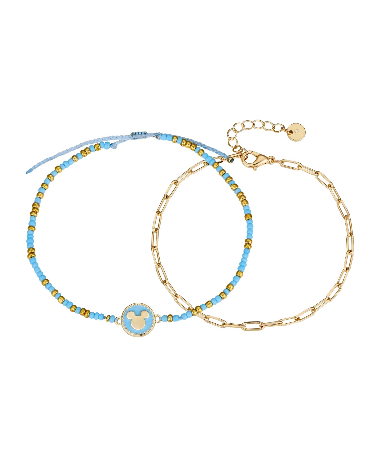 Disney Unwritten  14k Gold Plated And Blue Mickey Mouse Bracelet Set