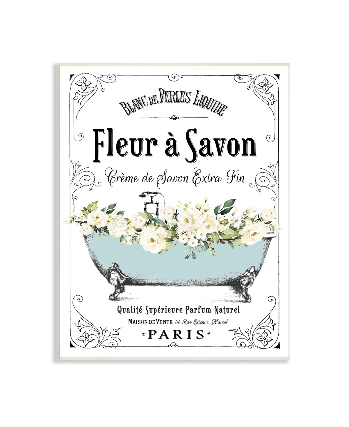 Stupell Industries Floral Parisian Bathroom Advertisement Wall Plaque Art, 10" X 15" In Multi-color