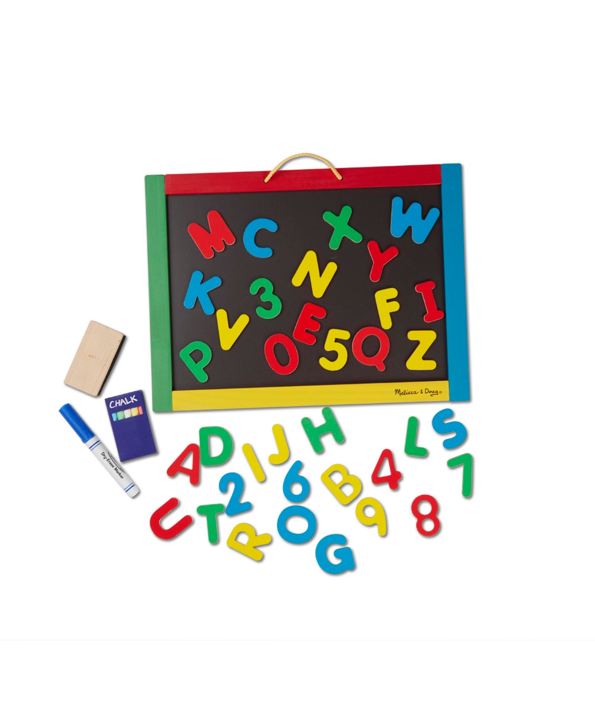Melissa & Doug Kids'  Magnetic Chalkboard And Dry-erase Board With 36 Magnets, Chalk, Eraser, And Dry-erase In Multi