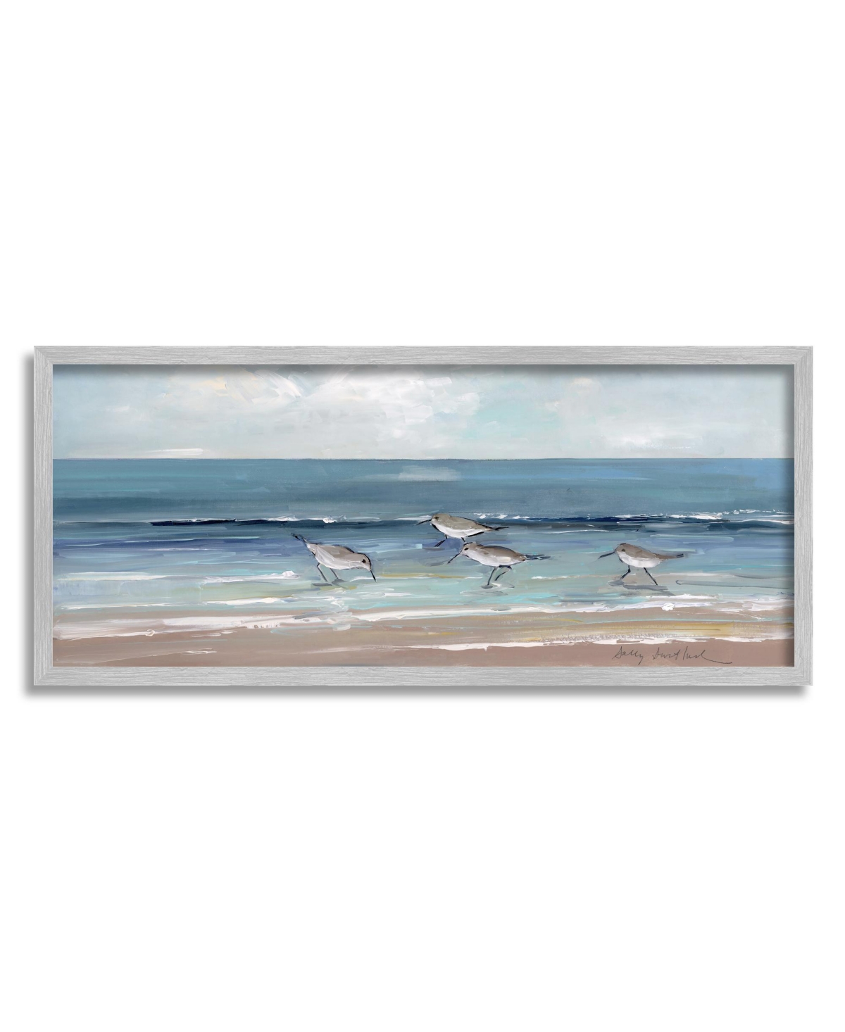 Stupell Industries Sandpipers Birds Cloudy Sky Framed Giclee Art, 10" X 1.5" X 24" In Multi-color