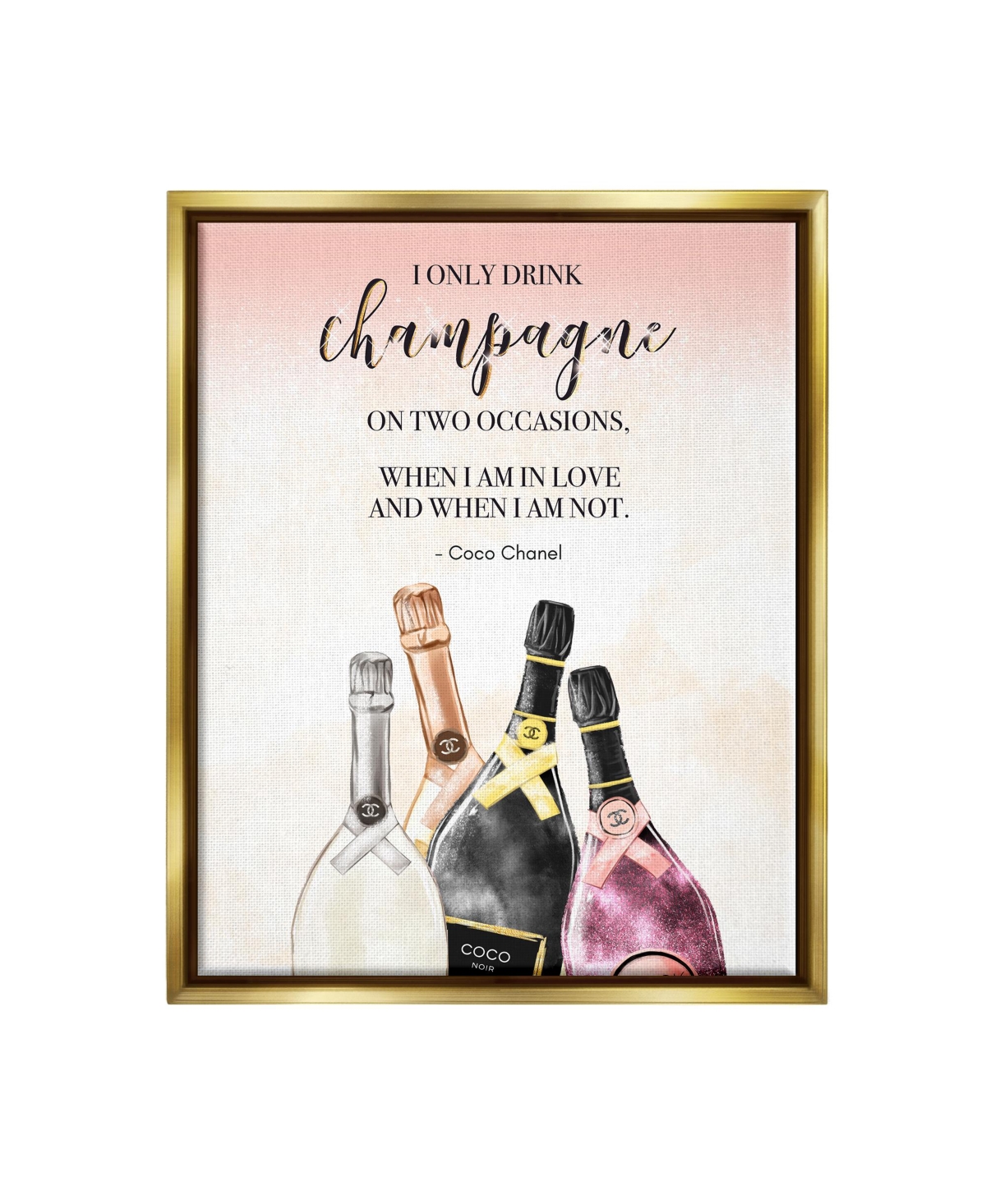 Stupell Industries Champagne And Love Quote Framed Floater Canvas Wall Art, 17" X 1.7" X 21" In Multi-color