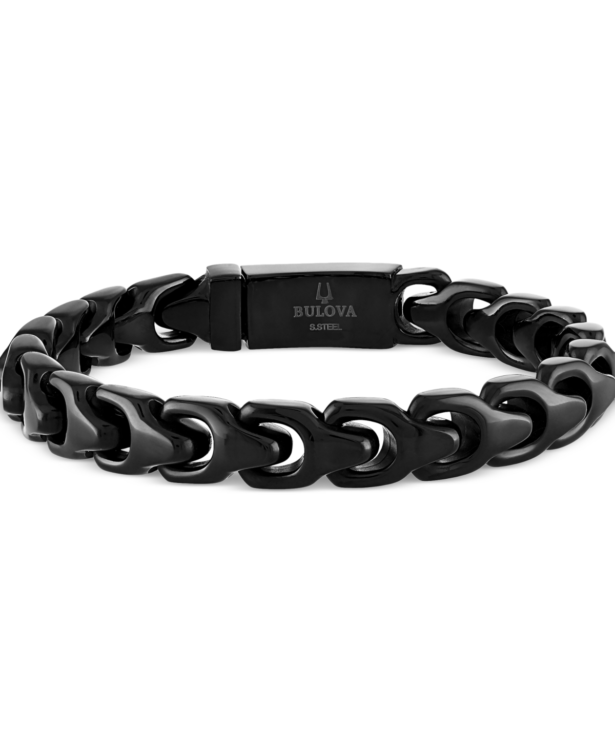 Shop Bulova Men's Link Bracelet In Black-plated Stainless Steel In Na