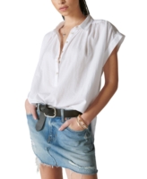 Lucky Brand Women's Cotton Dolman-Sleeve Popover Shirt - Bright White