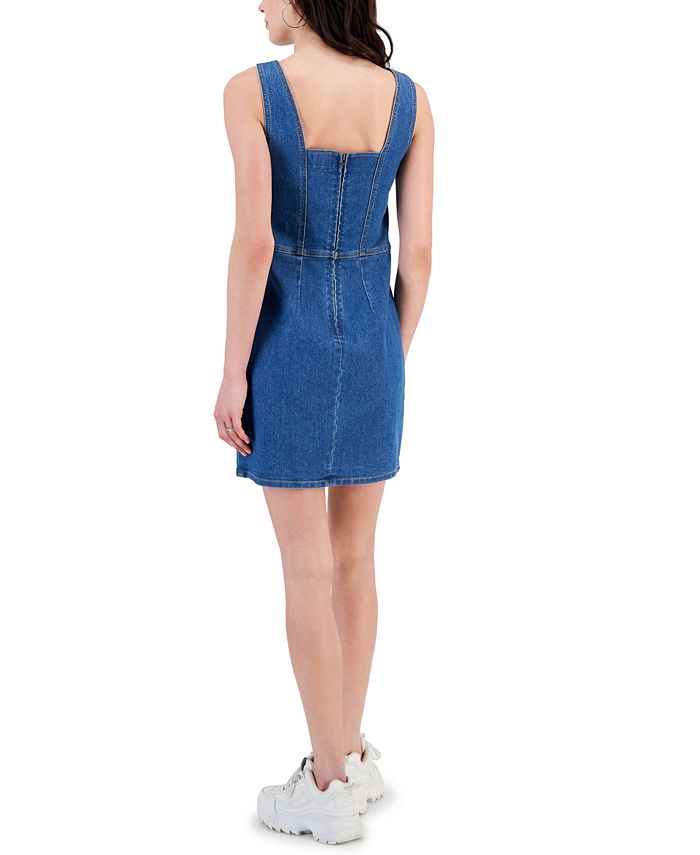 Tinseltown Juniors' SquareNeck Seamed SlitFront Denim Dress Macy's