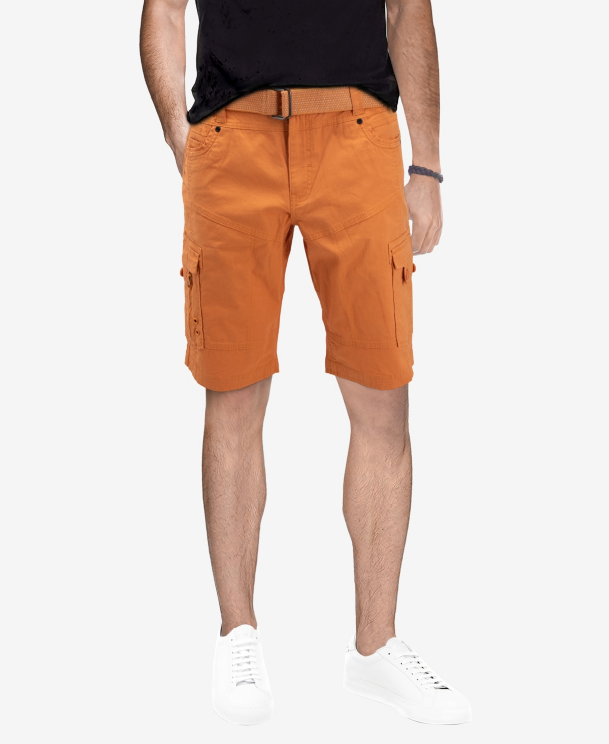 X-ray Men's Belted Stretch Twill Cargo Short In Ginger