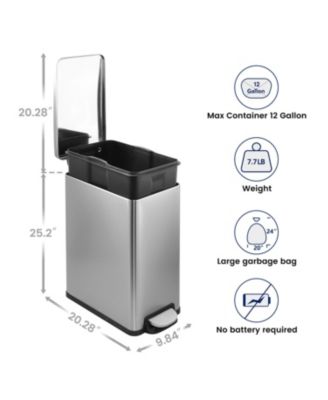 12 Gal/ 45 Liter  Slim Stainless Steel Step-on kitchen Trash Can
