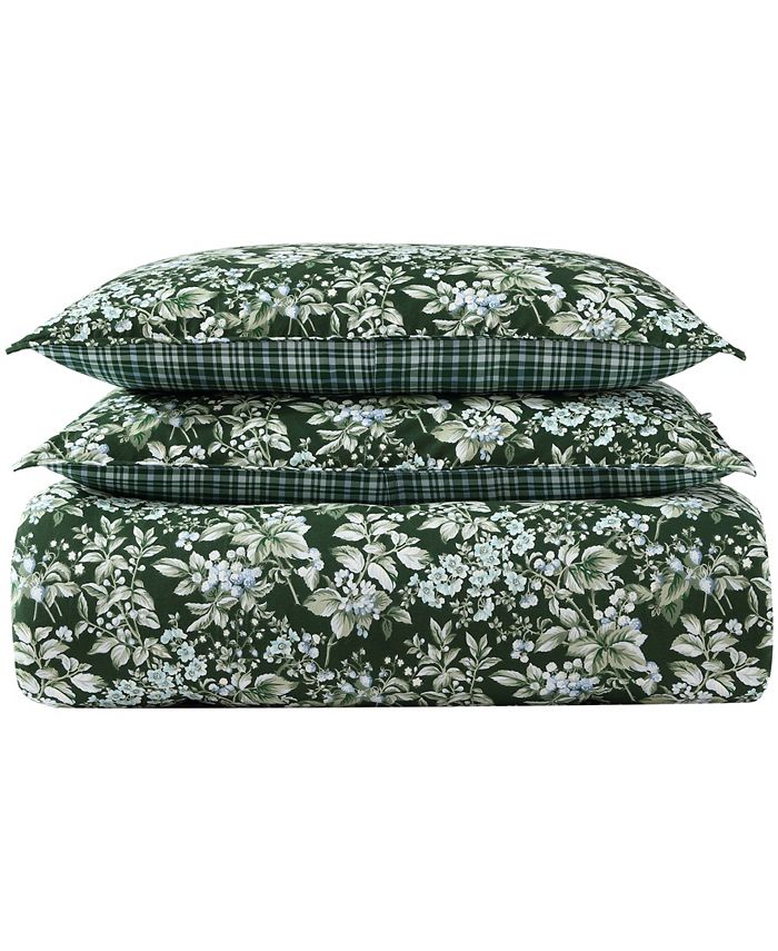Laura Ashley Bramble Floral Cotton Reversible 7 Piece Comforter Set