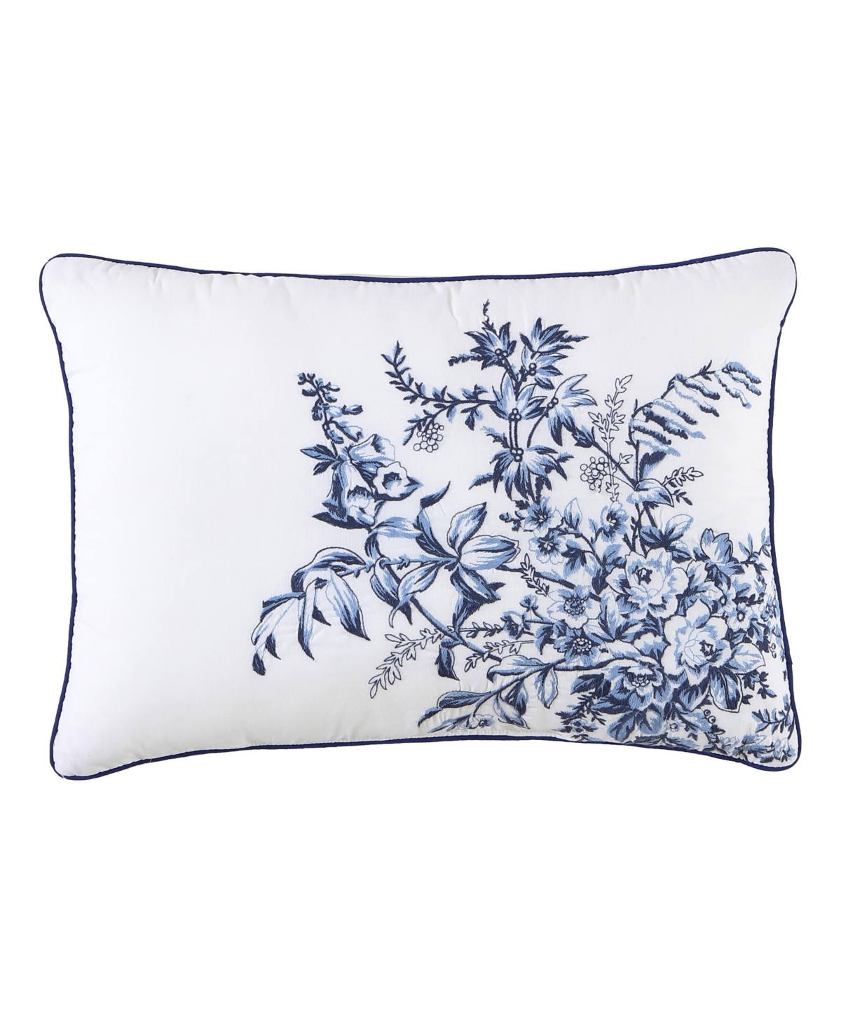 Laura Ashley Bedford Embroidered Decorative Pillow, 20" X 20" In Porcelain Blue