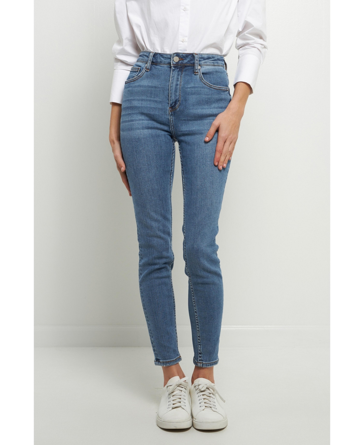 Women's Midi Waist Skinny Ankle Jeans - Denim