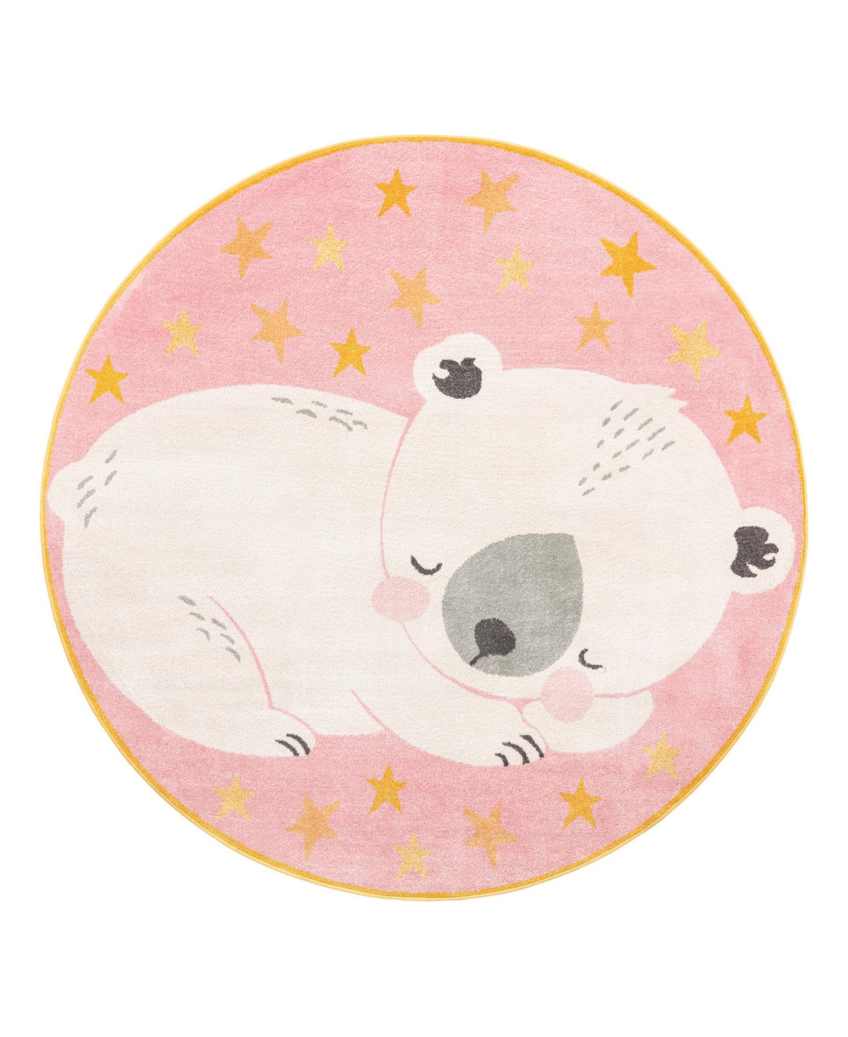 Bayshore Home Campy Kids Nap Time 3'3" X 3'3" Round Area Rug In Pink