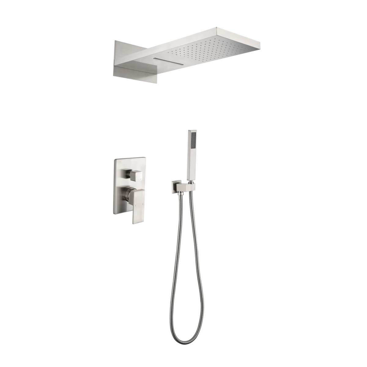 Simplie Fun Shower System, Waterfall Rainfall Shower Head With Handheld, Shower Faucet Set For Bathroom - Brushed nickel