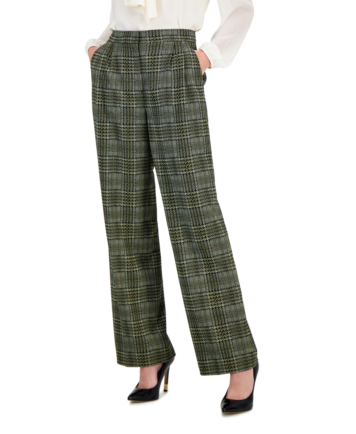 Bar Iii Macys Womens Plaid Pants Bar III Women's Plaid-Print Flare