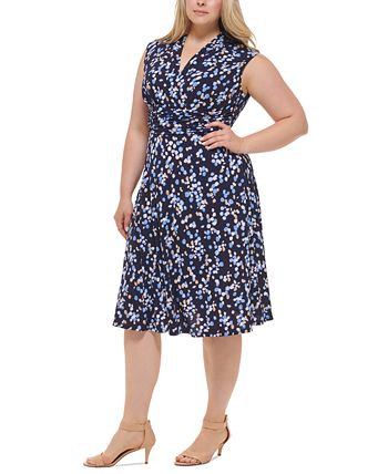 Jessica Howard Plus Size Printed Fit & Flare Dress - Macy's