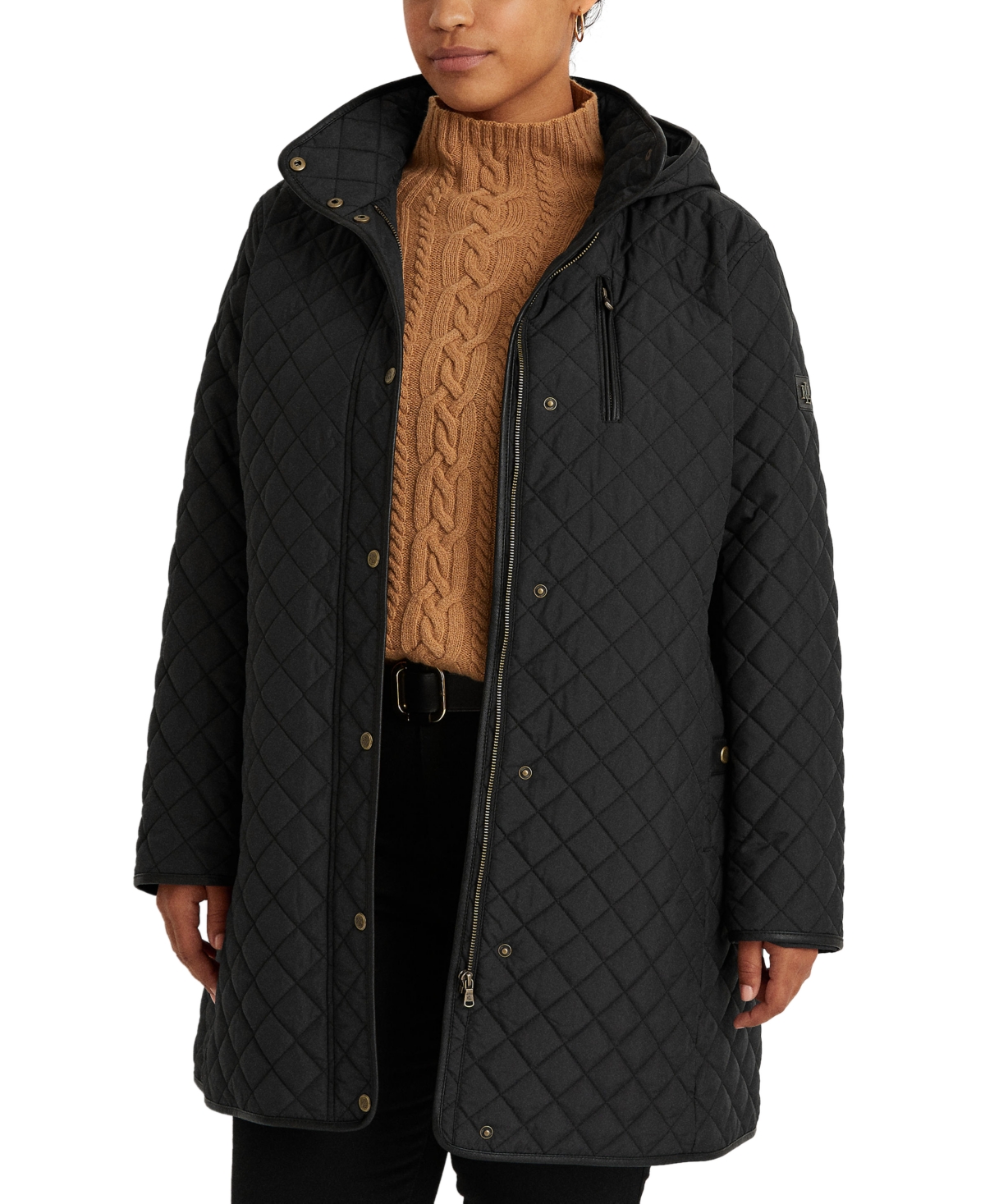 Lauren Ralph Lauren Plus Size Hooded Quilted Faux Suede Trim Coat Litchfield Smart Closet