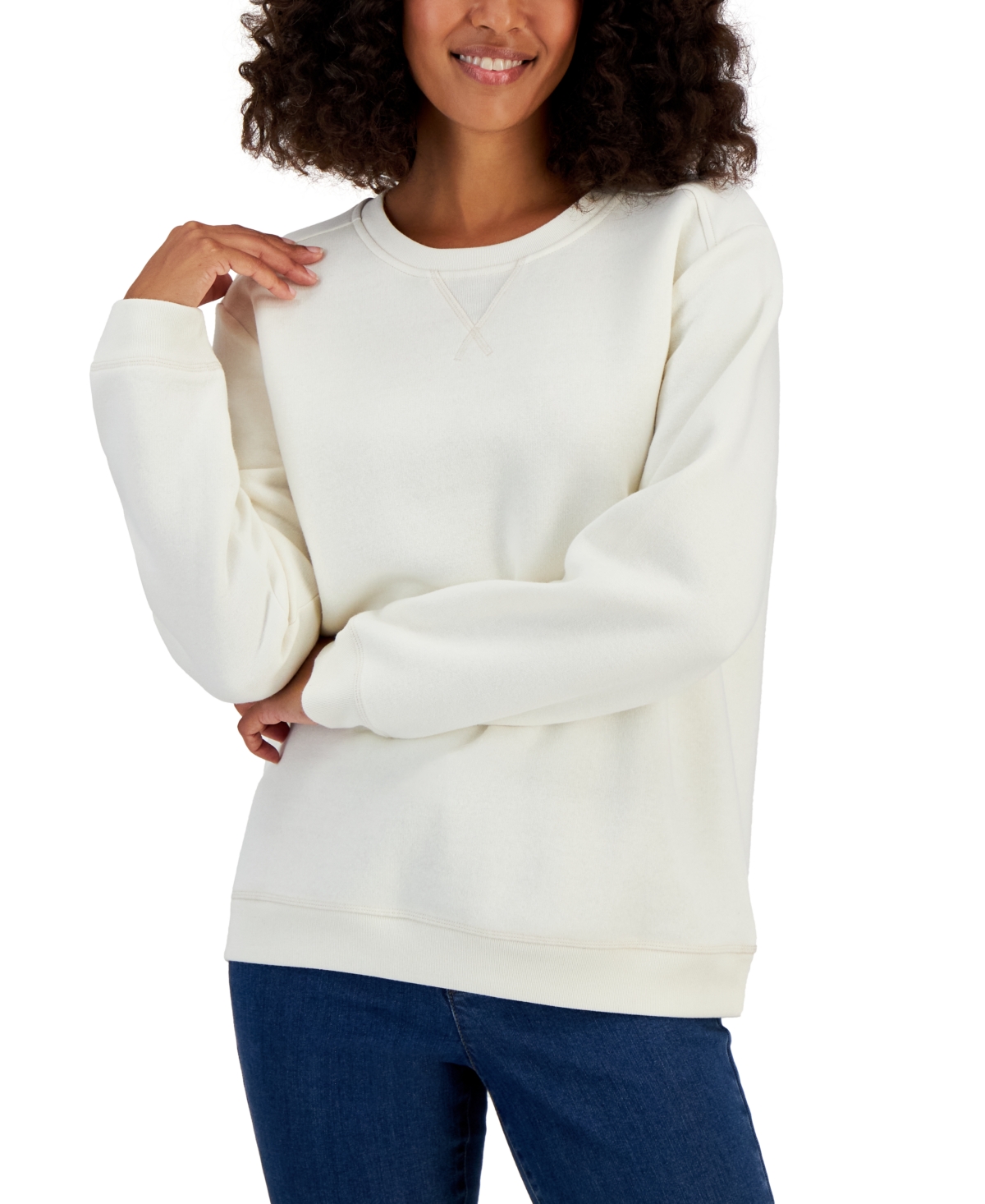 Karen Scott Petite Fleece Crewneck Sweatshirt Created For Macy s In Arctic Wolf ModeSens