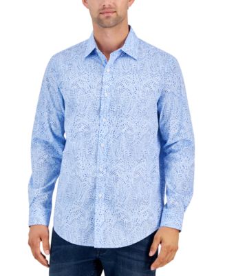 Club Room Mens Paisley Medallion Shirt Blue Size Small
