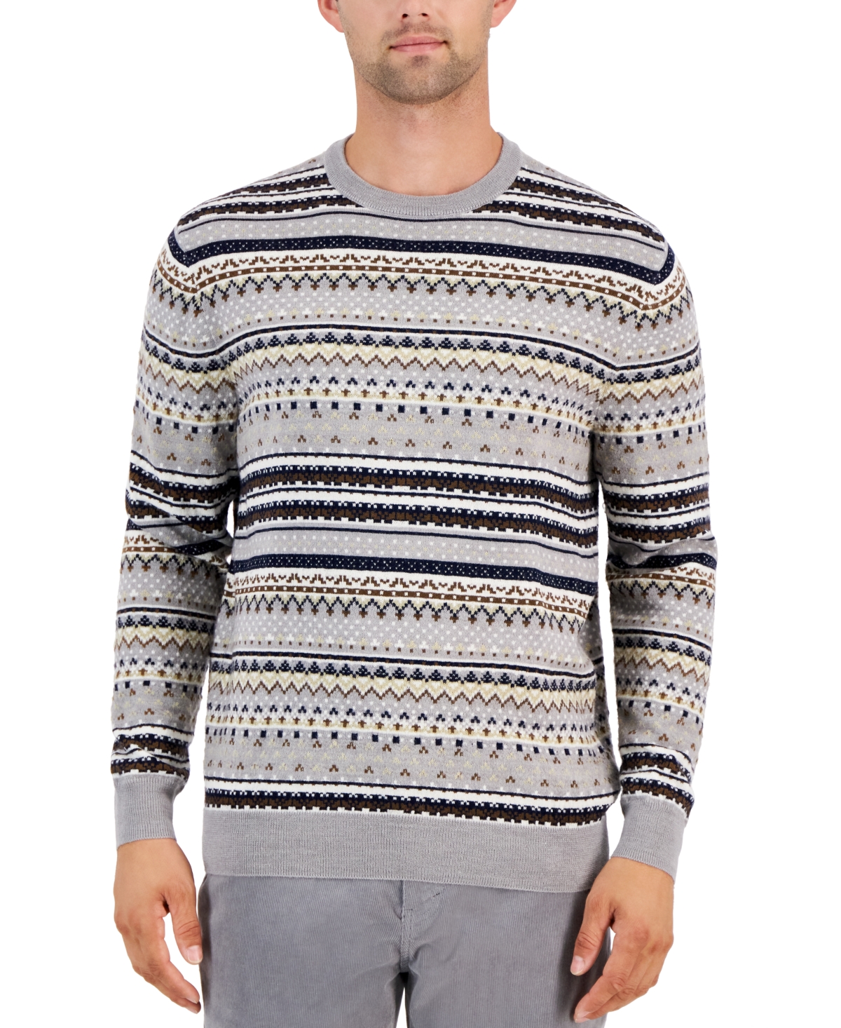 Men's Merino Dale Fair Isle Sweater, Created for Macy's - Shade Slate