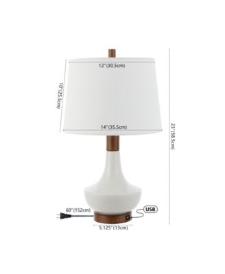 Finn 23" Vintage-inspired Minimalist Iron, Ceramic LED Mini Table Lamp with USB Charging Port