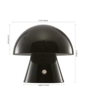 Porcini 7" Contemporary Bohemian Rechargeable, Cordless Iron Integrated LED Mushroom Table Lamp