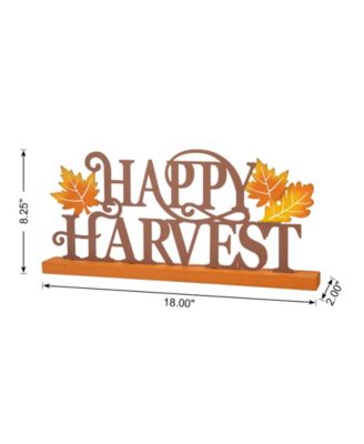 18" L Wood Metal Happy Harvest Table Decor
