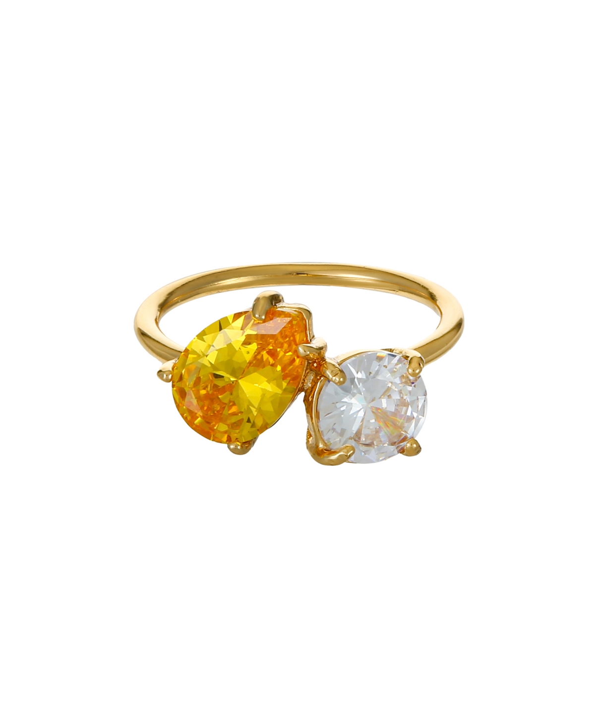 Shop Ettika 18k Gold Plated Brass Yellow And Clear Cubic Zirconia Ring
