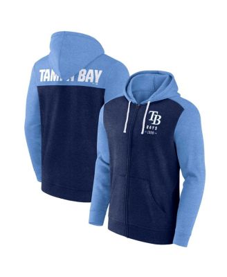 Men's Heathered Navy, Heathered Light Blue Tampa Bay Rays Blown Away Full-Zip Hoodie