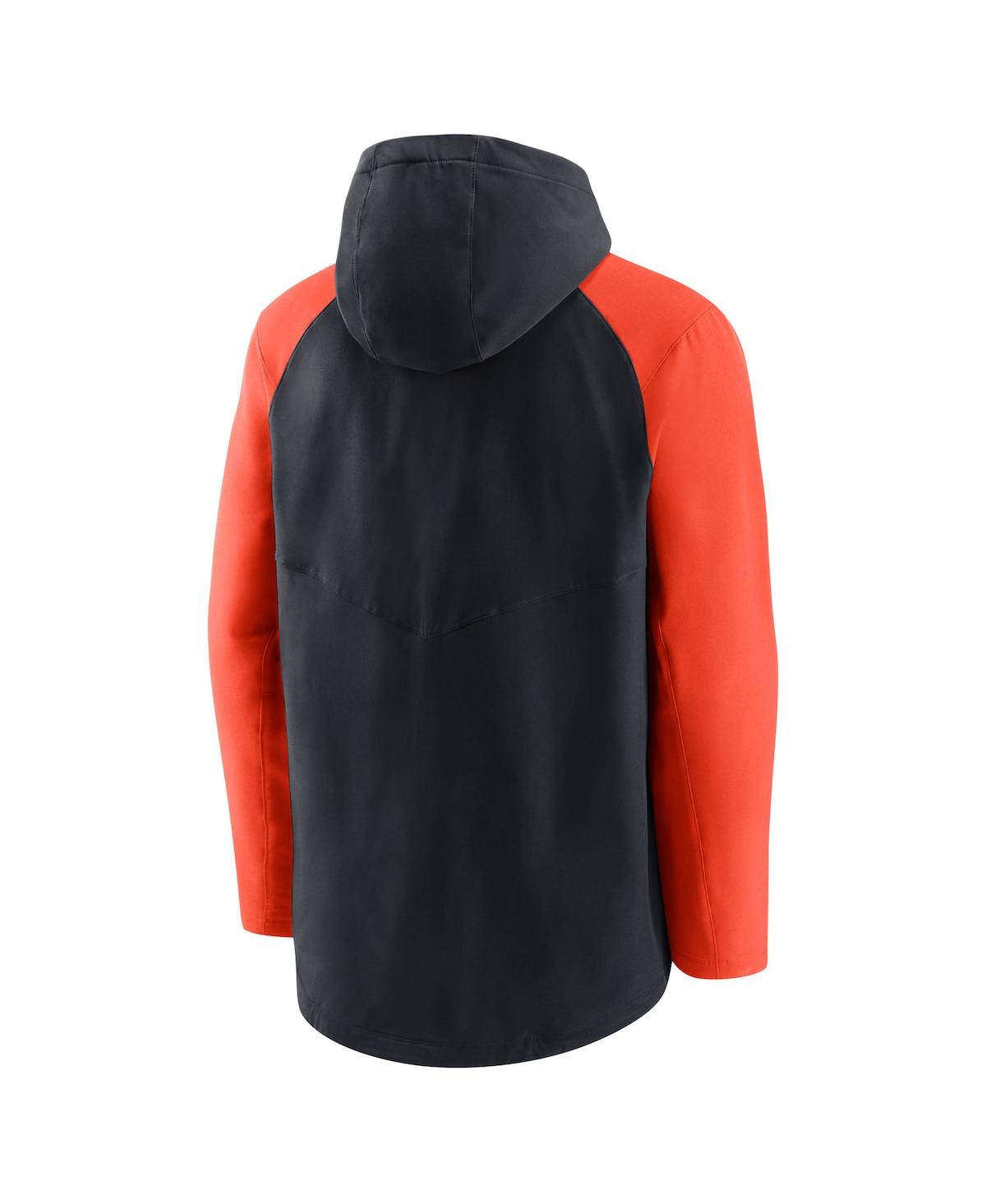 NIKE MEN'S NIKE NAVY, ORANGE DETROIT TIGERS AUTHENTIC COLLECTION PERFORMANCE RAGLAN FULL-ZIP HOODIE
