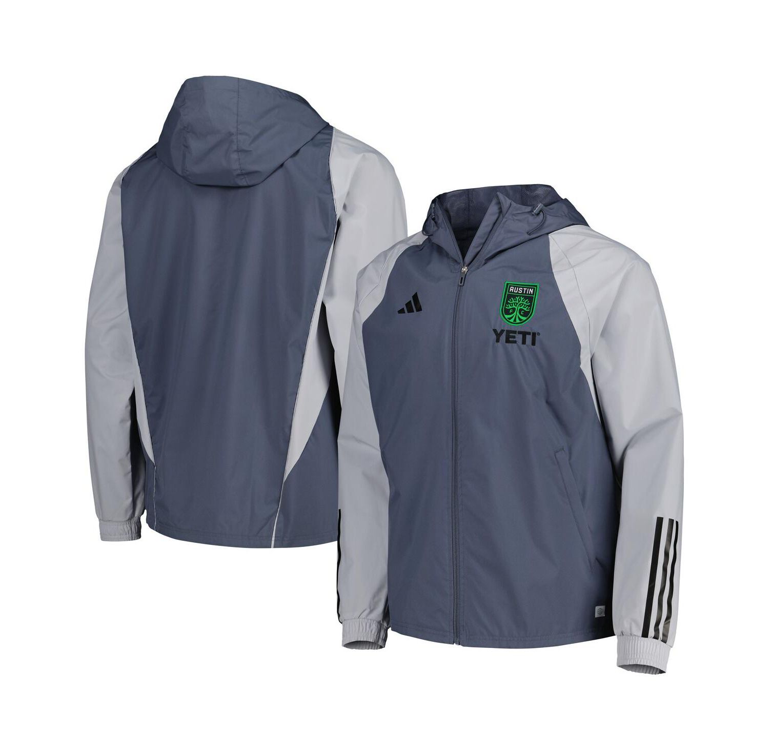 Men's Charcoal Austin FC All-Weather Raglan Hoodie Full-Zip Jacket