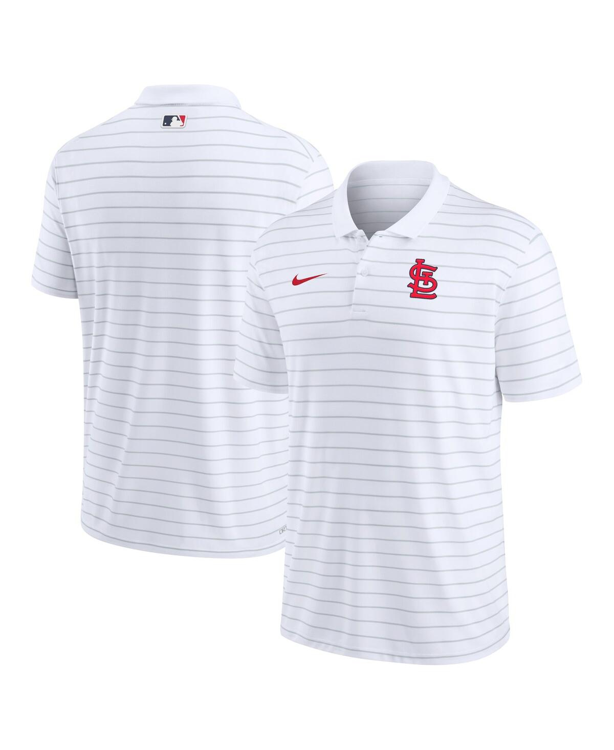 Men's Nike White St. Louis Cardinals Authentic Collection Victory Striped Performance Polo Shirt - White