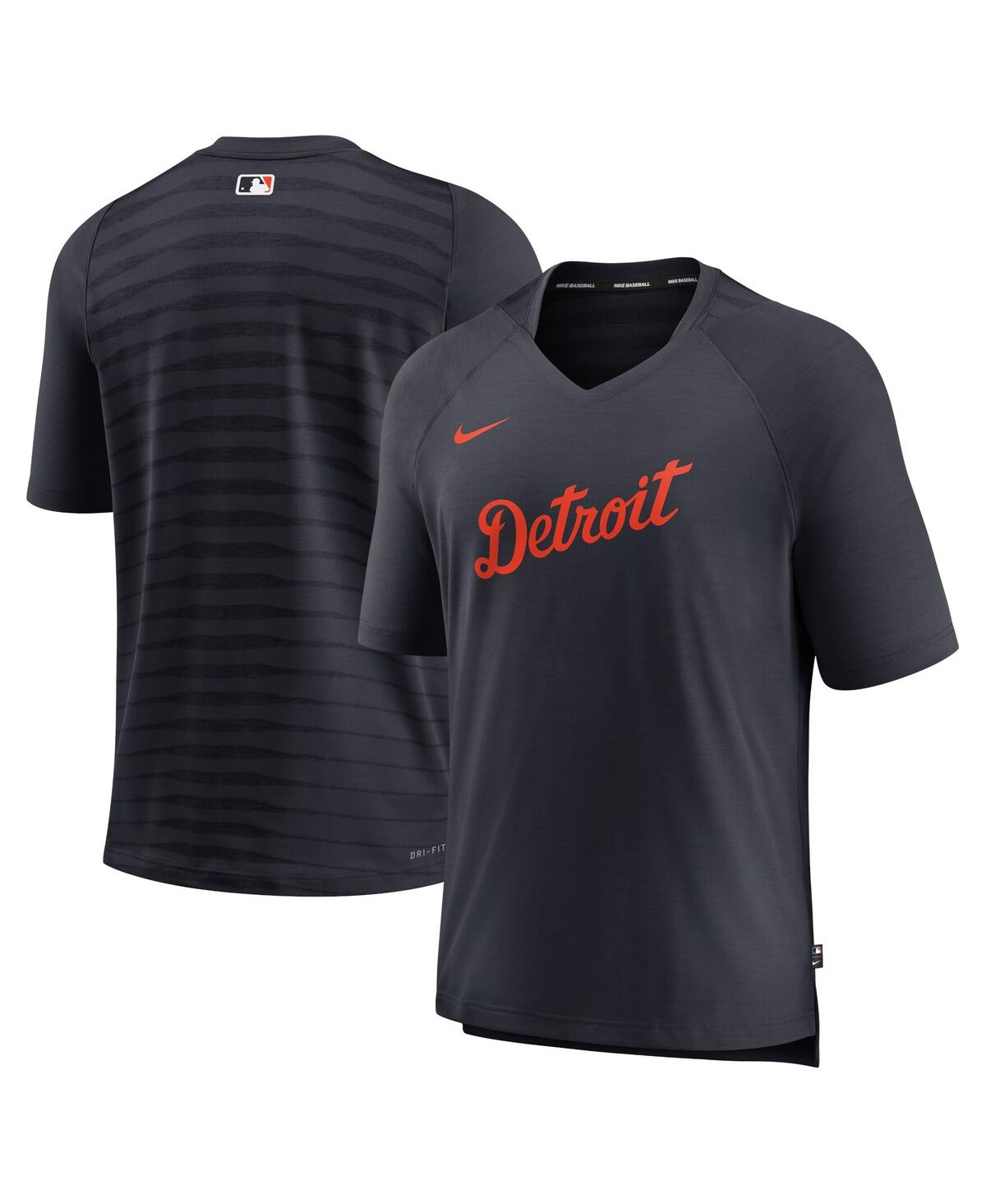 Nike Men's  Navy Detroit Tigers Authentic Collection Pregame Raglan Performance V-neck T-shirt In Navy
