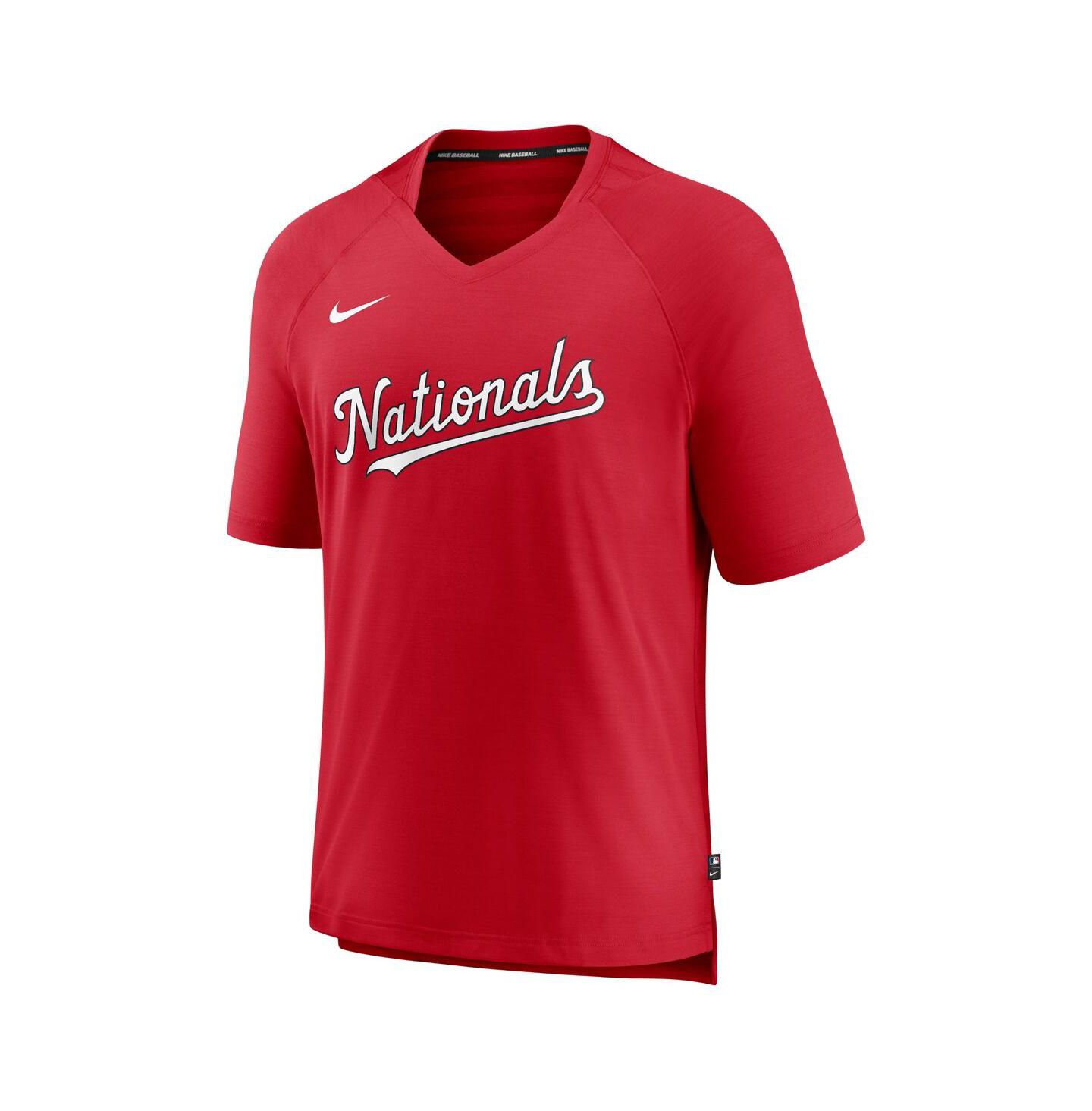 Мужская футболка Nike Red Washington Nationals Authentic Collection Pregame Raglan Performance V-Neck — фото 3