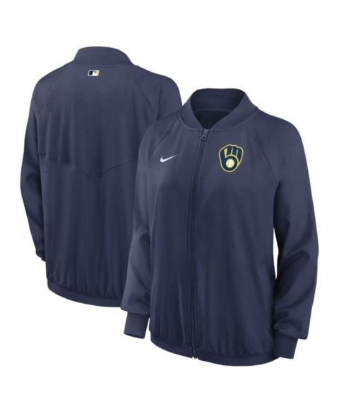 Женские куртки Nike Women's Navy Milwaukee Brewers Authentic Collection Team Raglan Performance Full-Zip Jacket
