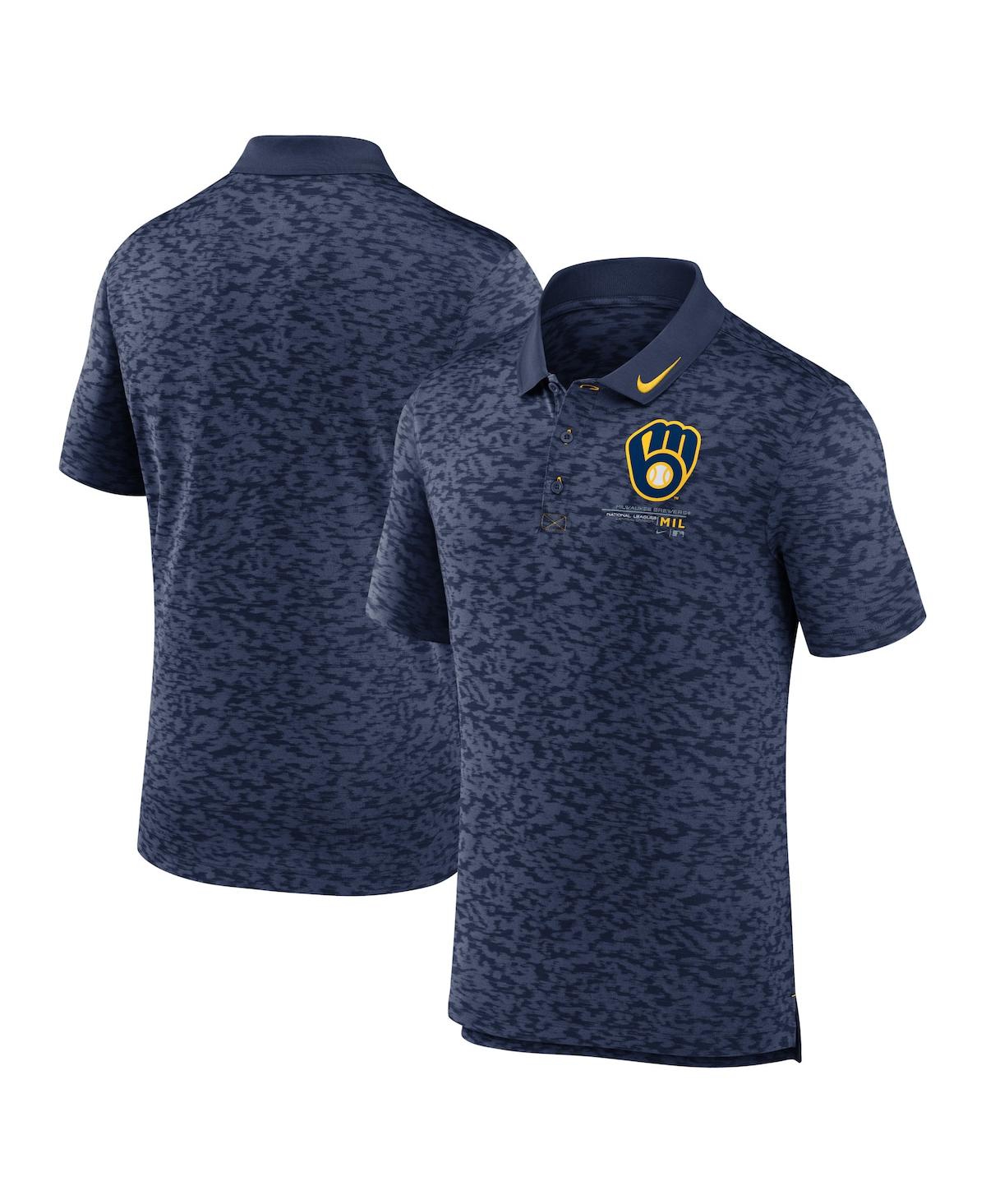 Shop Nike Men's  Navy Milwaukee Brewers Next Level Polo Shirt