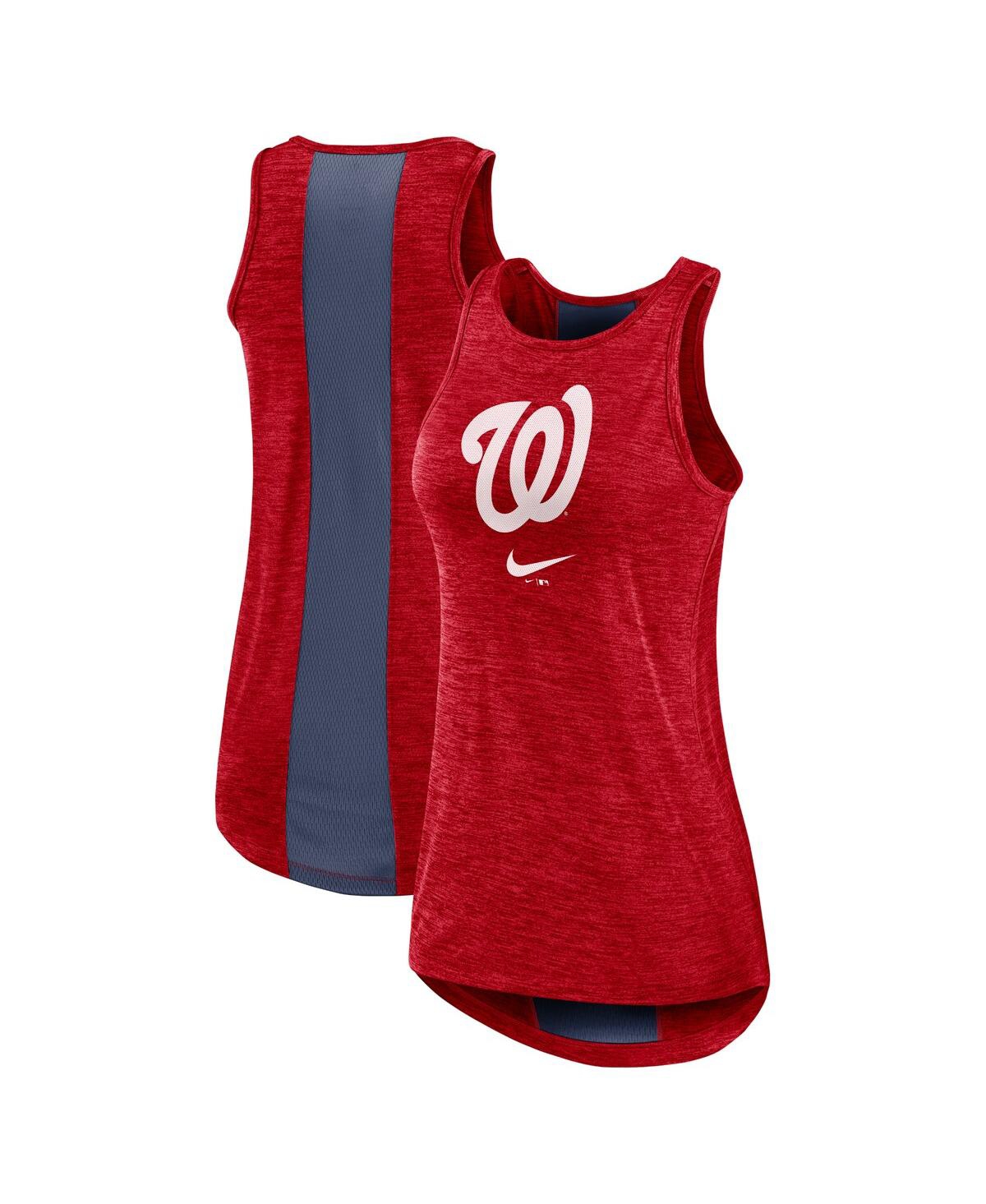 Shop Nike Women's  Red Washington Nationals Right Mix High Neck Tank Top