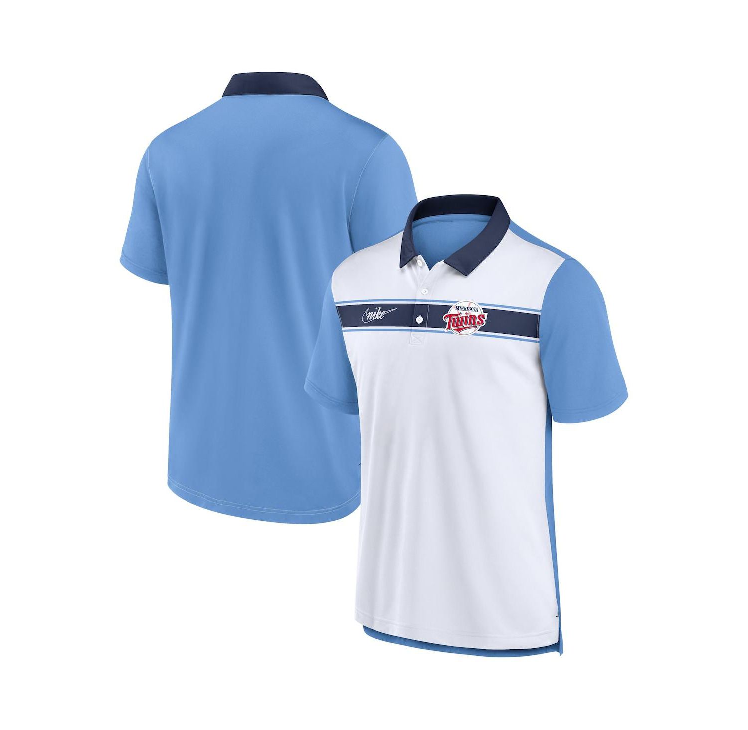 Men's White, Light Blue Minnesota Twins Rewind Stripe Polo Shirt
