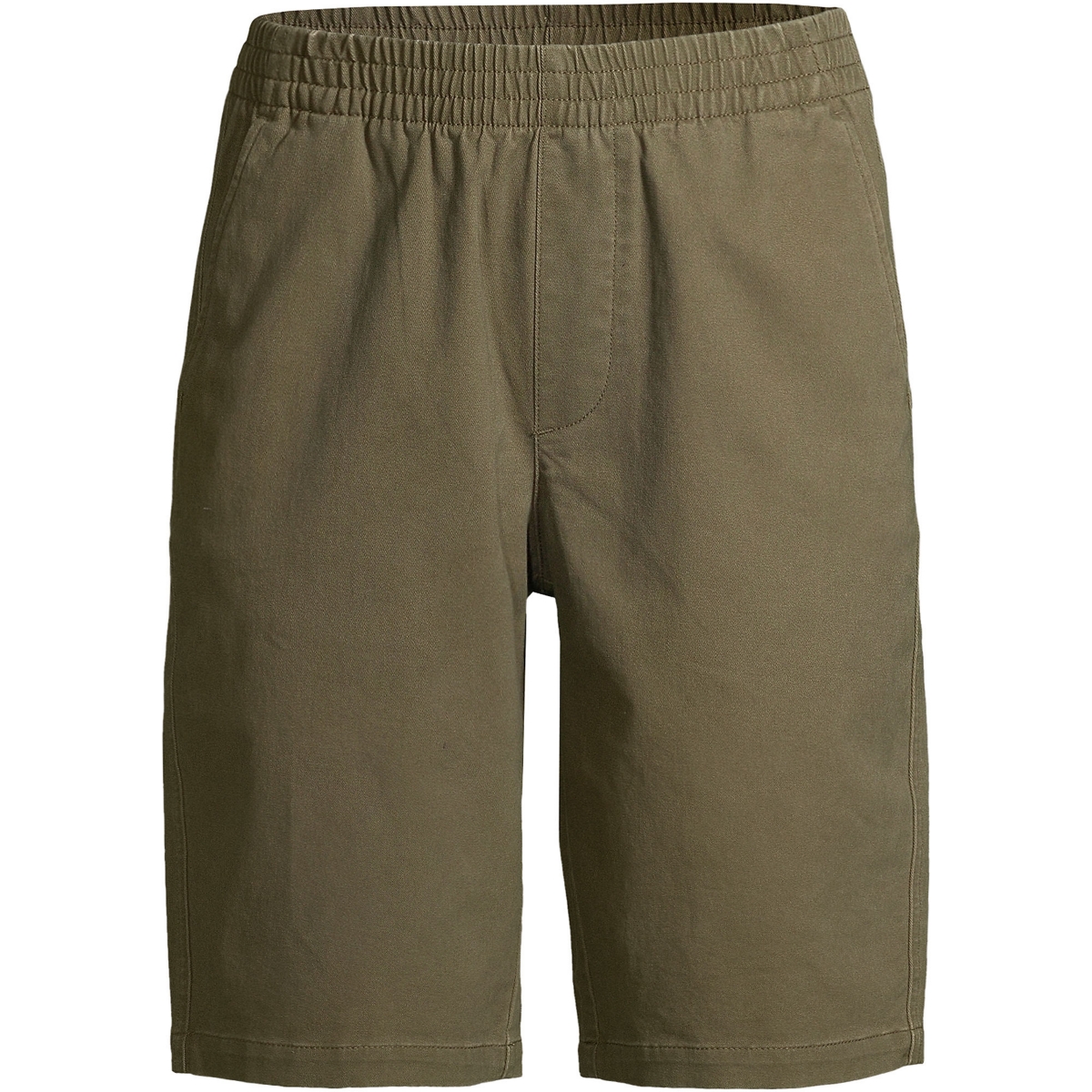 Petite Mid Rise Elastic Waist Pull On 12 inch Chino Bermuda Shorts - Forest moss