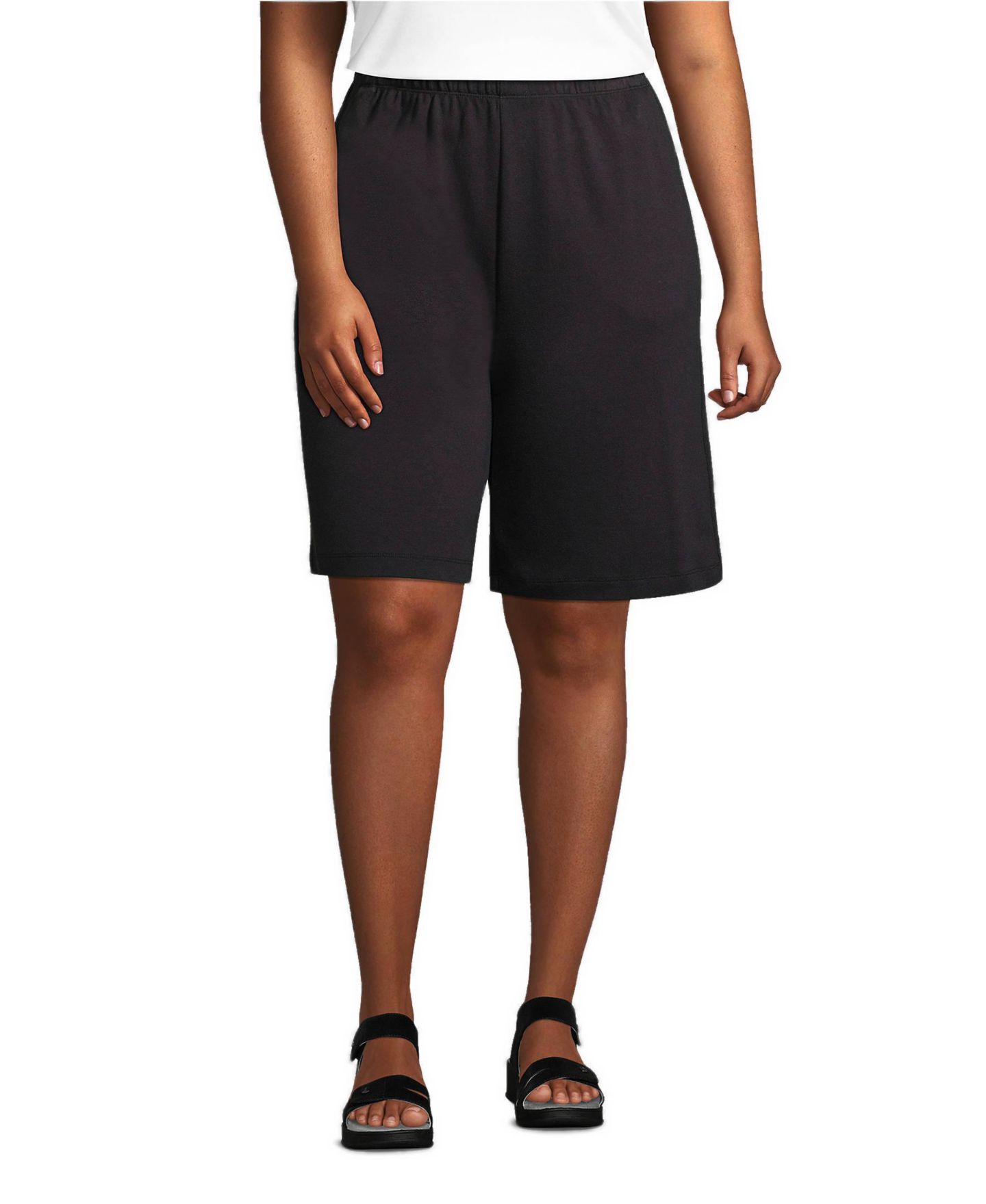 Женские шорты Lands' End Sport Knit High Rise, цвет: Чёрный — фото 4