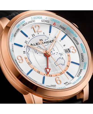 Men's Journeyman Black Leather, Silver-Tone Dial, 40mm Round Watch