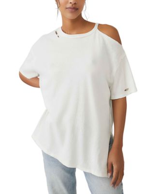 Free People Women's Saturn Cotton Cutout Distressed Tee - Macy's