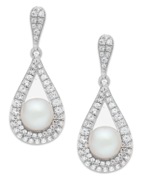 image of Cultured Freshwater Pearl (5-1/2mm) and Diamond (1/2 ct. t.w.) Drop Earrings in 14k White Gold