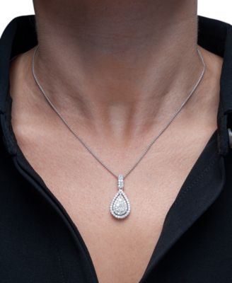 Diamond Pav&eacute; Teardrop 18" Pendant Necklace (1 ct. t.w.) in 14k White Gold 