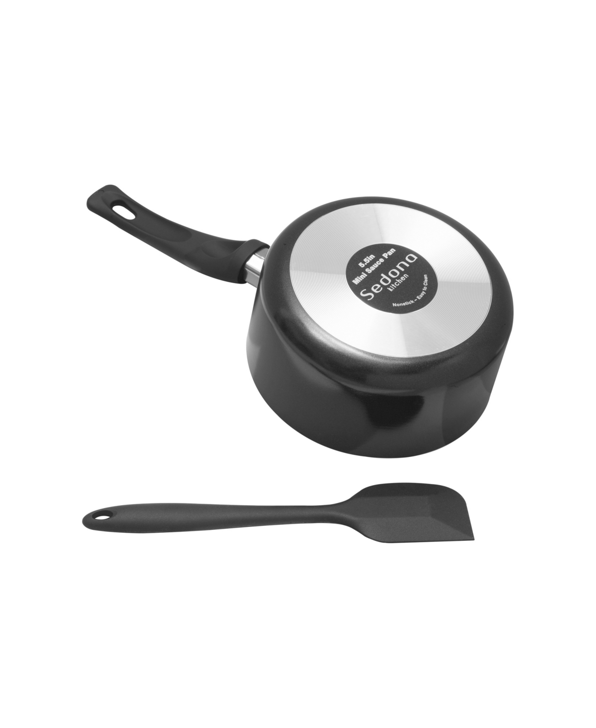 Sedona Nonstick Aluminum 5.5" Mini Saucepan With Silicone Turner Set In Black