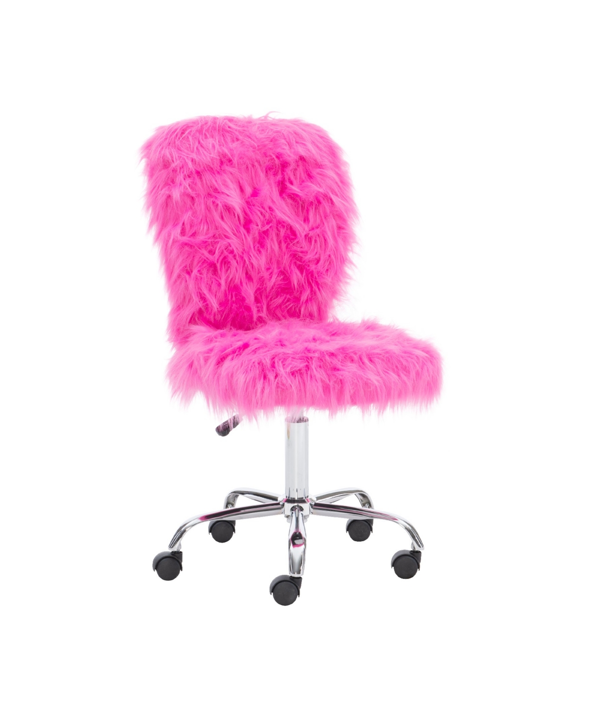 Linon Home Decor Albion Armless Swivel Office Chair In Pink Faux Fur