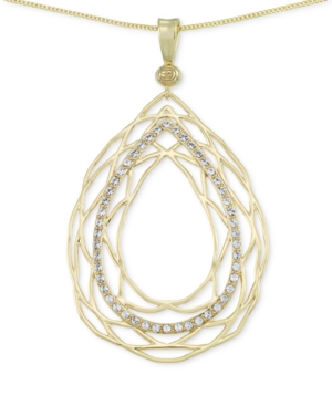 image of Simone I. Smith Crystal Openwork Teardrop Pendant Necklace in 18k Gold over Sterling Silver