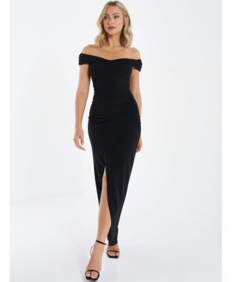 Women s Bardot High Slit Maxi Dress